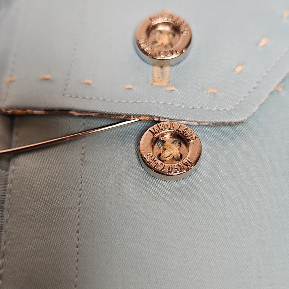 NWT Jared Lang Men's Teal Blue Dress Shirt with Silver Buttons & Paisley Accents - Picture 3 of 8
